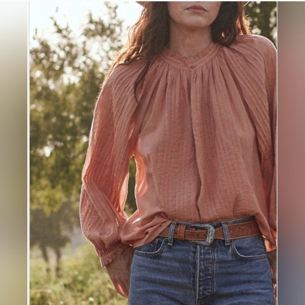 The Great Lightweight Pintuck Blouse - Color Is Terra Cotta - Picture 3 of 14